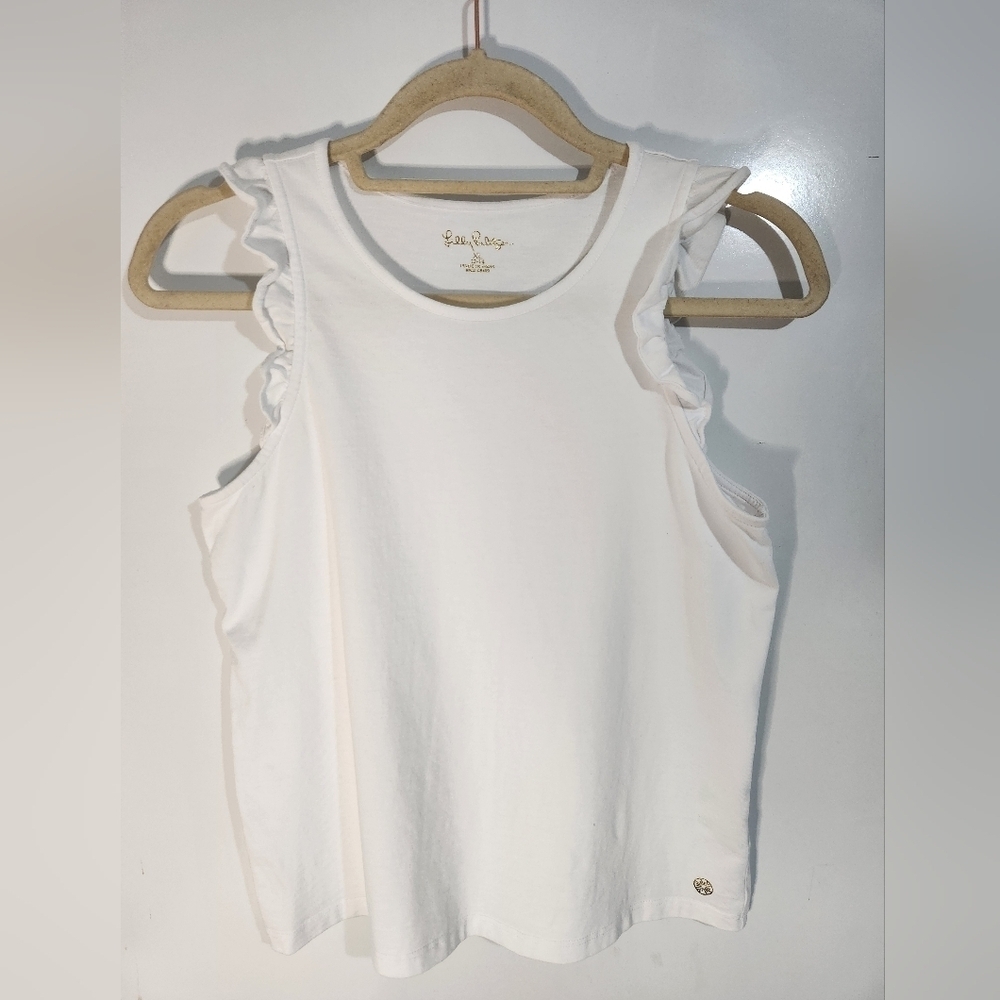 Lilly Pulitzer Cream Ruffle Tank Top, Girls Size 12-14